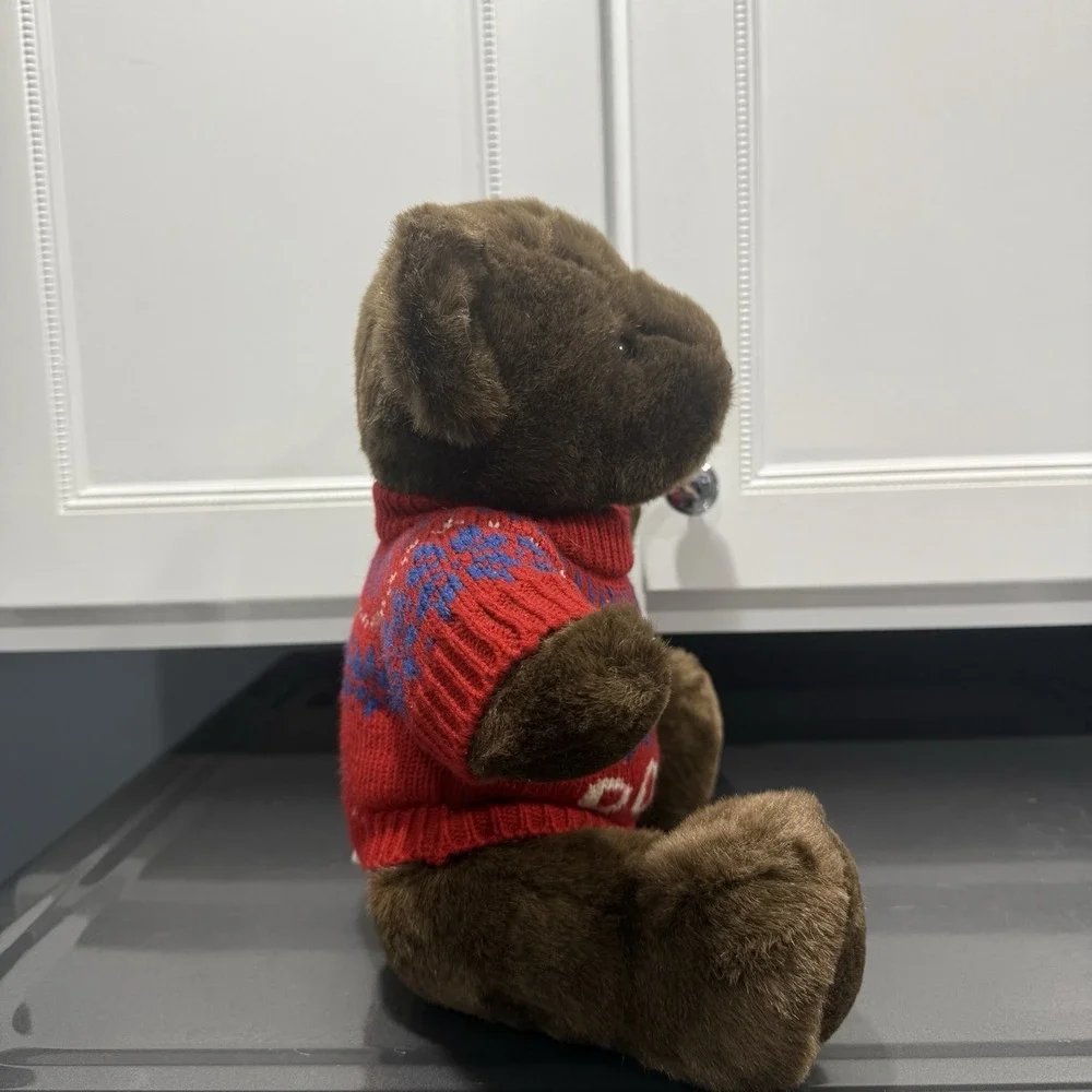 Vtg. Polo Ralph Lauren Brown Plush Teddy Bear 15in. Red Fair Isle Sweater 2000